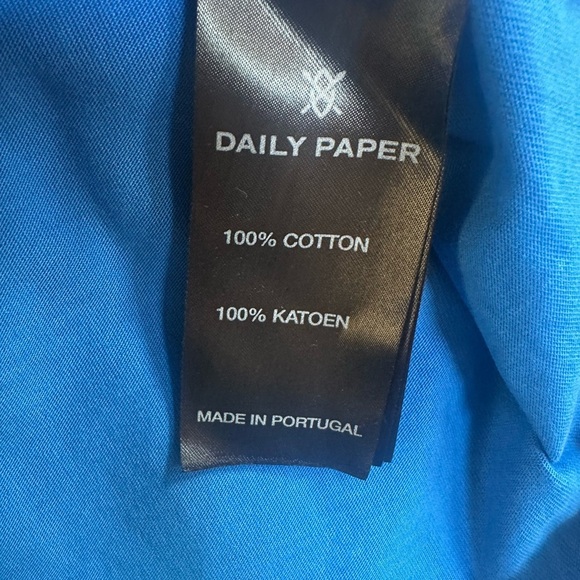 Daily Paper “Nairo” Long Sleeve Shirt Blue With Lt Blue Subtle Stripes Large EUC - Picture 4 of 11